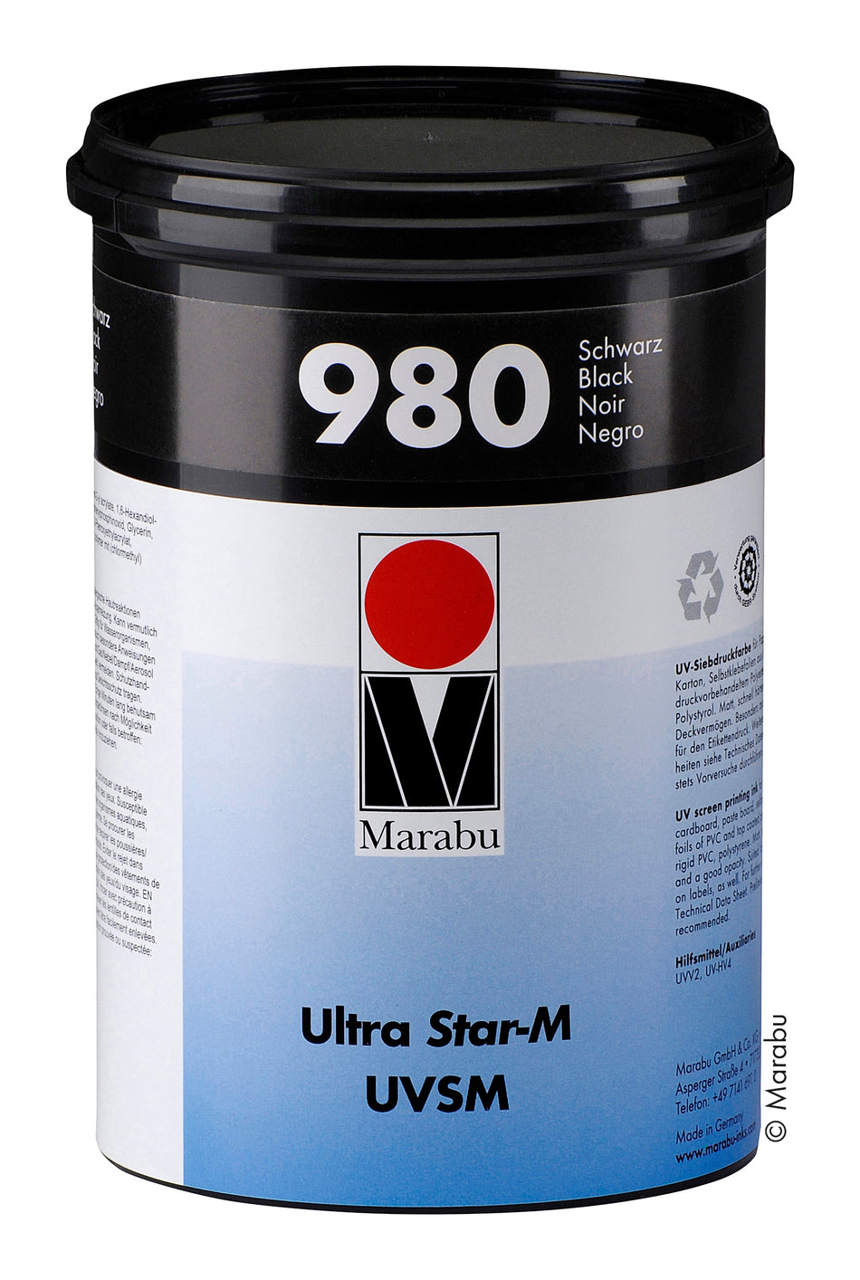 Marabu Ultra Star-M UVSM - 180 Opaque Black - Dažai 1,0 L